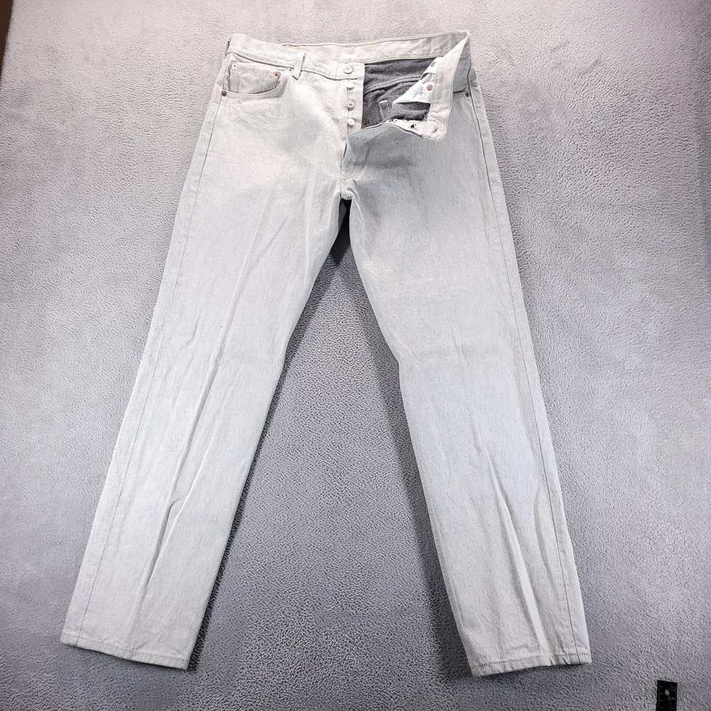 VTG Levis 501 Jeans Mens 38 Gray Regular‎ Straight Light Wash Button Fly Y2k